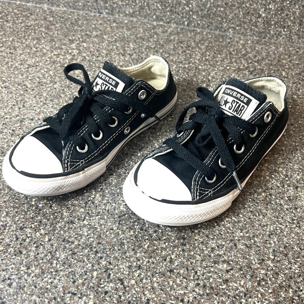 Converse All Star Little Kids Size 12 Low Top Black Canvas Sneaker Shoes Lace Up
